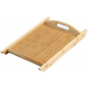 Tava Pufo Serve din lemn de bambus cu manere pentru servire, 44 cm, maro