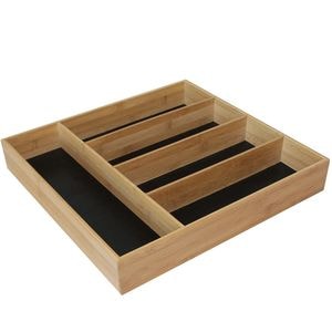 Organizator tacamuri Pufo Cuisine din lemn de bambus cu 5 compartimente, 36 x 25.5 cm