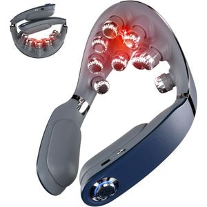 Aparat Profesional pentru Masaj 9D SKG G7Pro-Fold Wireless, One Touch Joystick,Vibratii, Pulsatii, 5 Moduri/4 Niveluri de Intensitate, pentru Gat, Autonomie 140min, Night Blue