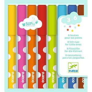 Set carioci Djeco, Lavabile, Pentru cei mici, 8 culori, 3 ani+