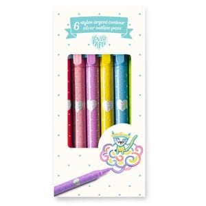 Set carioci Djeco, Contur argintiu, 6 buc, Dimensiune 14 x 1 cm, 6 ani+
