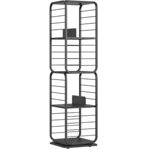  Biblioteca Vasagle, rotativa 360 grade, cadru metalic, cu 5 polite MDF, 43x43x158cm, negru