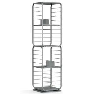  Biblioteca Vasagle, rotativa 360 grade, cadru metalic, cu 5 polite MDF, 43x43x158cm, gri