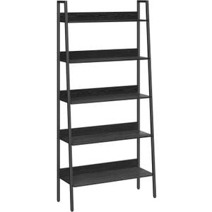  Biblioteca Vasagle, tip scara, cadru otel cu 5 polite, stil industrial, 80x30x170 cm, negru