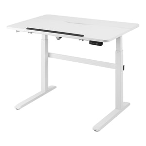 Birou reglabil electric DELTACO OFFICE, 1200 x 740, inaltime 760~1260, blat inclinabil si panou de control cu LED, memorie, alb