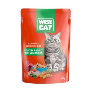 Hrana umeda pentru pisici Wise Cat, cu tocana de pasare si legume, 100g