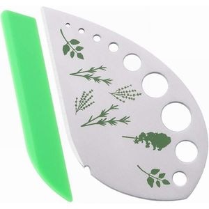 Tocator manual pentru ierburi eMazing, curatat frunze, margini ascutie, 9 gauri diferite dimensiuni, otel inoxidabil, maner ergonomic, rezistent la rugina, 12.3 x 6.9 cm, argintiu