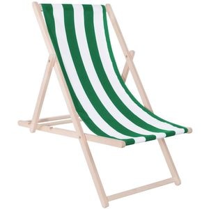 Sezlong pliabil Sersimo, din lemn de fag, autoasamblare, 120kg, alb verde