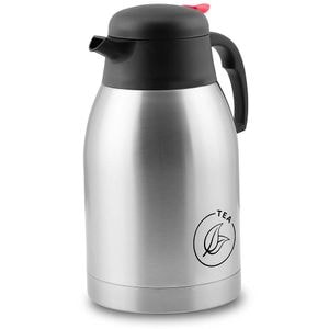 Termos de ceai BERDSEN, fabricat din otel inoxidabil, izolatie termica excelenta, maner ergonomic, buton de deblocare, capacitate 2000 ml, gri