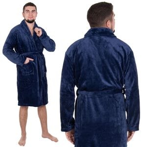 Halat de baie pentru barbati pana la genunchi , marimea L/XL , albastru marin