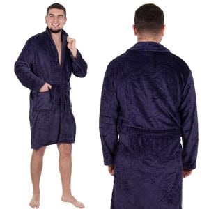 Halat de baie pentru barbati pana la genunchi, marimea L/XL, mov
