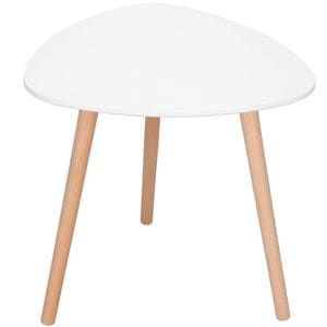 Masa de cafea Sersimo, ovala, diametru 50 cm, inaltime 48 cm, Blat MDF, Picioare lemn, Alb