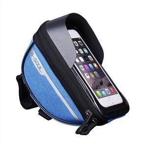 Borseta bicicleta impermeabila cu husa pentru telefon eMazing, montare pe ghidon, compatibila cu telefoane de pana la 16 cm, spatiu depozitare, 18.5X9.5 CM, albastru