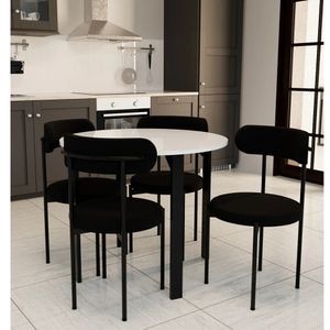 Masa bucatarie, Onita, rotunda, culoare alb-negru, R90 X 75 cm