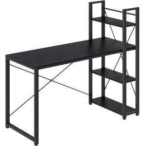  Birou Vasagle, cu raft lateral, montare stanga sau dreapta, industrial, 60x132x119 cm, negru