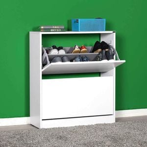 Pantofar Adore Mini, 2 compartimente, capacitate 12 perechi, 73 x 84 x 26 cm, Alb