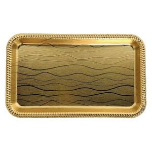 Tava metalica eleganta Pufo Gold pentru servire aperitive, prajituri, fructe, 27 cm