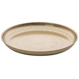 Tava metalica eleganta Pufo Golden Vintage pentru servire desert, prajituri, aperitive, 30 cm