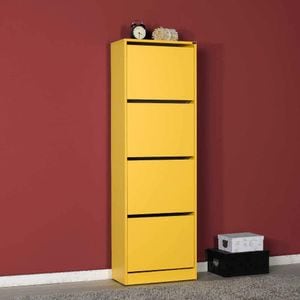 Pantofar Adore, 4 compartimente, capacitate 18 - 22 perechi incaltaminte, galben, 51x157x26 cm