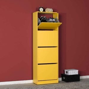 Pantofar Adore, 4 compartimente, capacitate 18 - 22 perechi incaltaminte, 51 x 157 x 26 cm, Galben