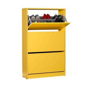 Pantofar Adore Mediu, 3 compartimente, capacitate 18 perechi incaltaminte, 73 x 119 x 26 cm, Galben