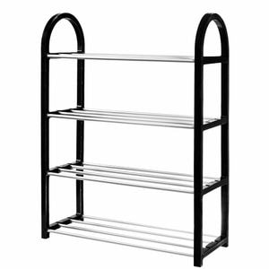 Pantofar metalic Sersimo, cu 4 rafturi, 64x50cm, negru argintiu