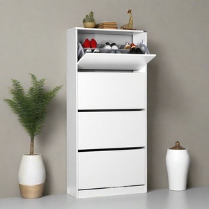 Pantofar Adore XL, 4 compartimente, capacitate 24 perechi incaltaminte, 73 x 157 x 26 cm - Alb