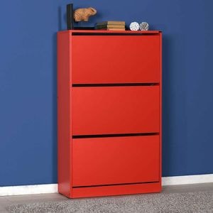 Pantofar Adore, 3 compartimente, capacitate 18 perechi incaltaminte, 73x119x26 cm, rosu