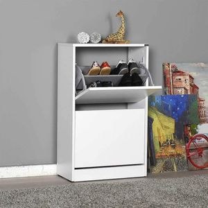 Pantofar Adore, 2 compartimente, capacitate 10 - 12 perechi, 51 x 84 x 26 cm - Alb