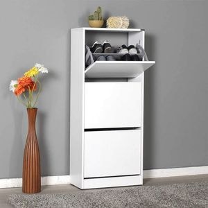 Pantofar Adore, 3 compartimente, capacitate 12 - 14  perechi incaltaminte, 51 x 119 x 26 cm - Alb
