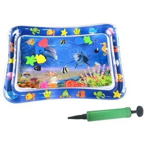 Saltea Gonflabila SIKS Cu Apa Tip Centru De Activitati Pentru Bebelusi, Tematica Ocean, PVC, Interactiva Cu Pesti Miscatori, Dimensiune 69 x 50 x 8 cm, Pompa Verde, Multicolora