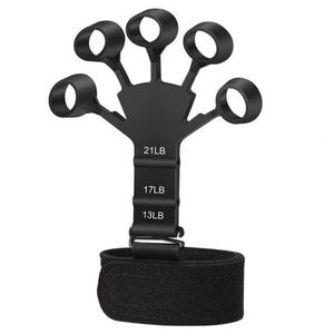 Flexor SIKS, Pentru Degete Din Silicon, Banda De Sustinere Velcro, Diferite Niveluri De Dificultate, Recuperare Fizica, Negru