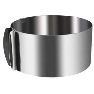 Inel metalic reglabil Pufo Cake pentru blat de tort, prajituri, inaltime 8.5 cm, argintiu