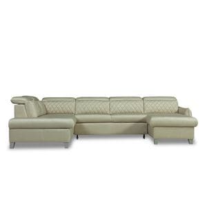 Coltar U Extensibil Cu Lada Tiago, Stanga, 6 Locuri, Tetiere Reglabile, Bej 330 Cm