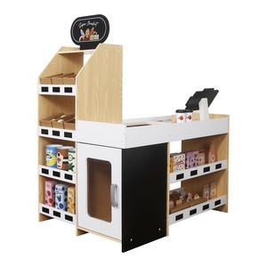 Supermarket de jucarie DacEnergy, stand cu rafturi, casa de marca, bani de jucarie si diverse imitatii de alimente, fructe, legume, joc de rol, 82.7 x 62.5 x 107 cm