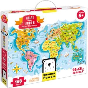 Puzzle Banana Panda, Descopera lumea - Tinerii exploratori, 168 piese, 98x68 cm