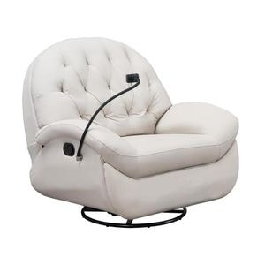 Fotoliu cu recliner KJLC041, piele ecologica, 95 x 49 x 97 cm, alb