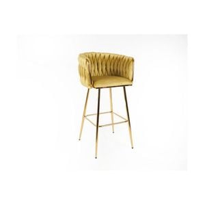 Scaun Bar KJC365, 53 x 53 x 102 cm, Mustar & Picioare Aurii