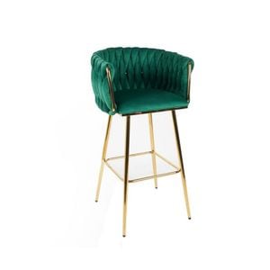 Scaun Bar KJC365, 53 x 53 x 102 cm, Verde & Picioare Aurii