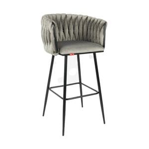 Scaun Bar KJC365, 53 x 53 x 102 cm, Gri & Picioare Negre