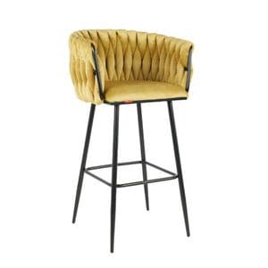 Scaun Bar KJC365, 53 x 53 x 102 cm, Mustar & Picioare Negre