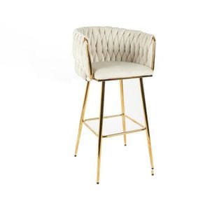 Scaun Bar KJC365, 53 x 53 x 102 cm, Bej & Picioare Aurii