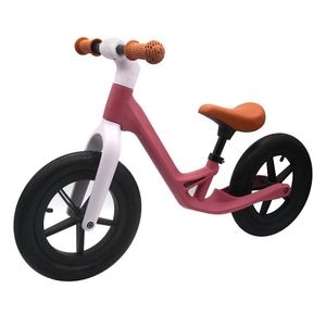 Bicicleta de echilibru DacEnergy, realizata din ABS si lemn, doua roti, fara pedale, inaltime reglabila, roz si alb