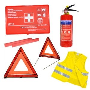 Kit complet de siguranta auto RAR Golden River - Trusa medicala, stingator