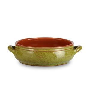 Vas ceramica termorezistenta Fratelli Coli, culoare verde antic, forma bombata 16 cm, 2 manere