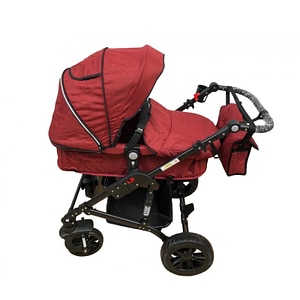 Carucior 2 in 1, Krista, reversibil, transformabil din landou in sport, pliabil, cu geanta, suspensii duble, Teknum 6618, rosu