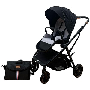 Carucior sport, L-Sun, cu geanta, suspensii, pliere rapida si compacta, tip troller, 0-36 luni, greutate maxima 22 kg, C7 Negru