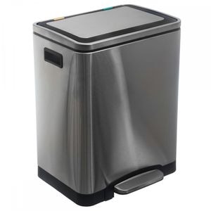 Cos gunoi KOUROU, dublu, 15+15 litri, inox, 40 x 33 x 51 cm