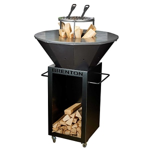 Gratar pe lemne BRENTON BRNT01, cu plita rotunda din otel carbon, diametru 73 cm 