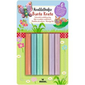 Set plastilina Moses, 6 culori pastel, Dimensiuni 11x18x1.3 cm, 24 luni+